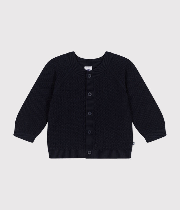 Babies' Knitted Cotton Cardigan blue