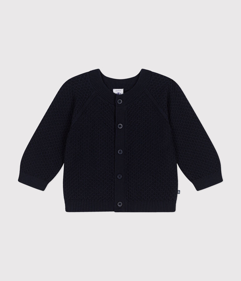 Babies' Knitted Cotton Cardigan blue