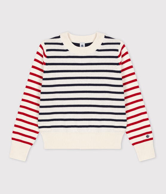 Women's' Cotton/Wool Breton Pullover MARSHMALLOW white/MULTICO white
