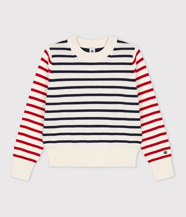 Women's' Cotton/Wool Breton Pullover white/multicolor