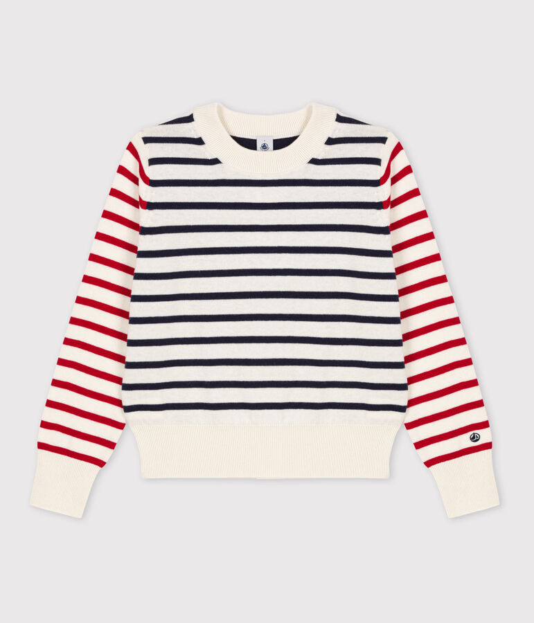 Women's' Cotton/Wool Breton Pullover white/multicolor
