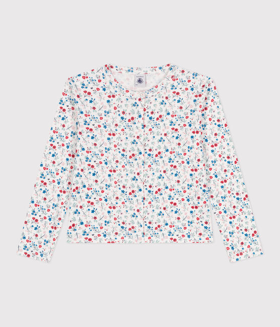 Children's floral cotton cardigan MARSHMALLOW white/MULTICO white