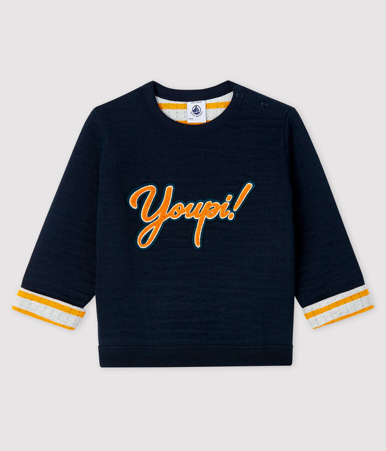 Baby boy's tubular knit sweatshirt SMOKING blue