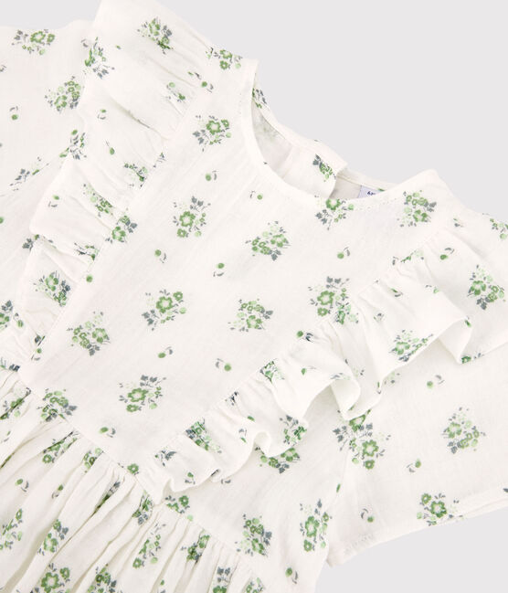 Girls' Organic Cotton Gauze Print Dress MARSHMALLOW white/MULTICO white