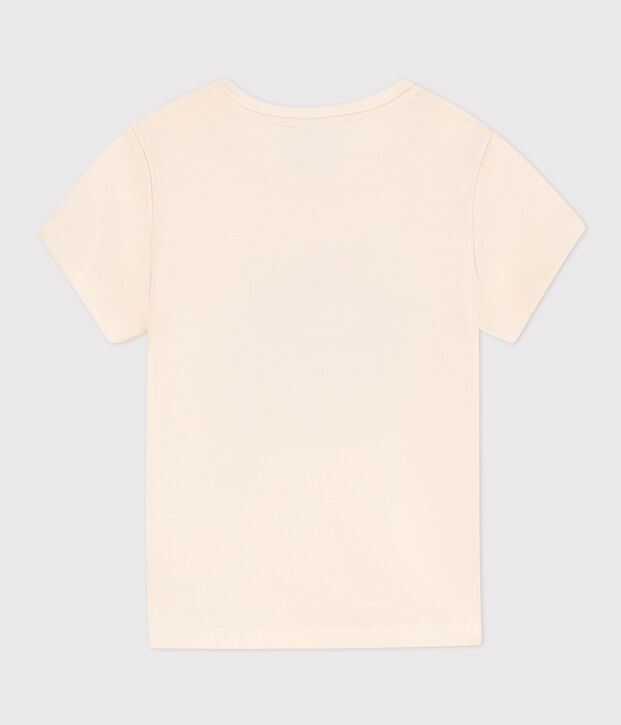 Girls' Printed Cotton T-Shirt Ecru