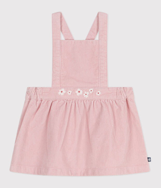 Babies' dress in corduroy embroidered with flowers on the waistband JOLI