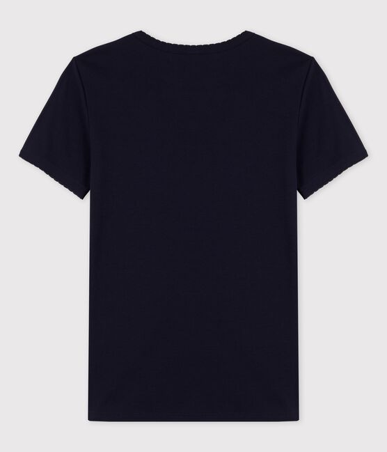Women's Iconic Organic Cotton T-Shirt With Decorative Stitching SMOKING blue