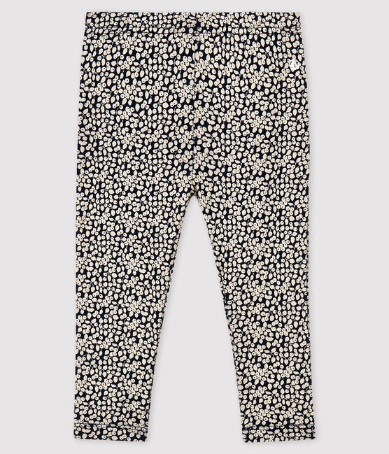 Baby girl's printed leggings SMOKING blue/MARSHMALLOW white