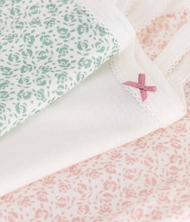 Babies' floral cotton bodysuits with straps - 3-Pack multicolor