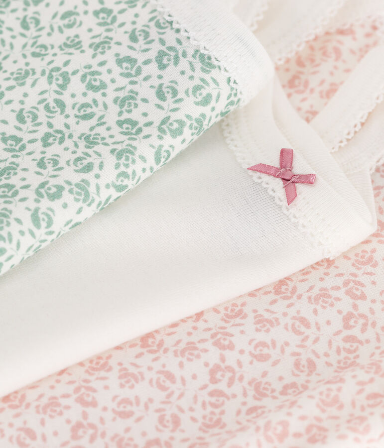 Babies' floral cotton bodysuits with straps - 3-Pack multicolor