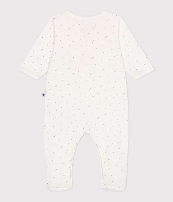 Babies' cotton pyjamas with little stars MARSHMALLOW white/MISTIGRI white