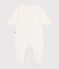 Babies' cotton pyjamas with little stars MARSHMALLOW white/MISTIGRI white