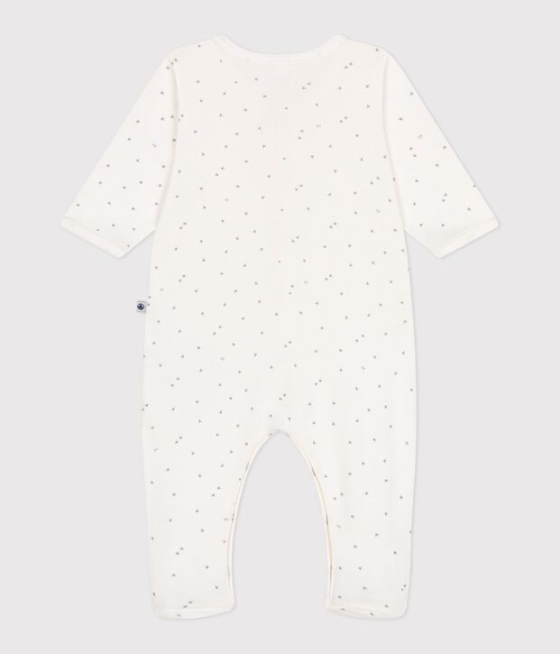 Babies' cotton pyjamas with little stars white/grey