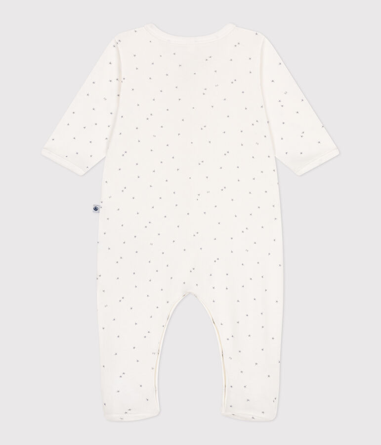 Babies' cotton pyjamas with little stars white/grey