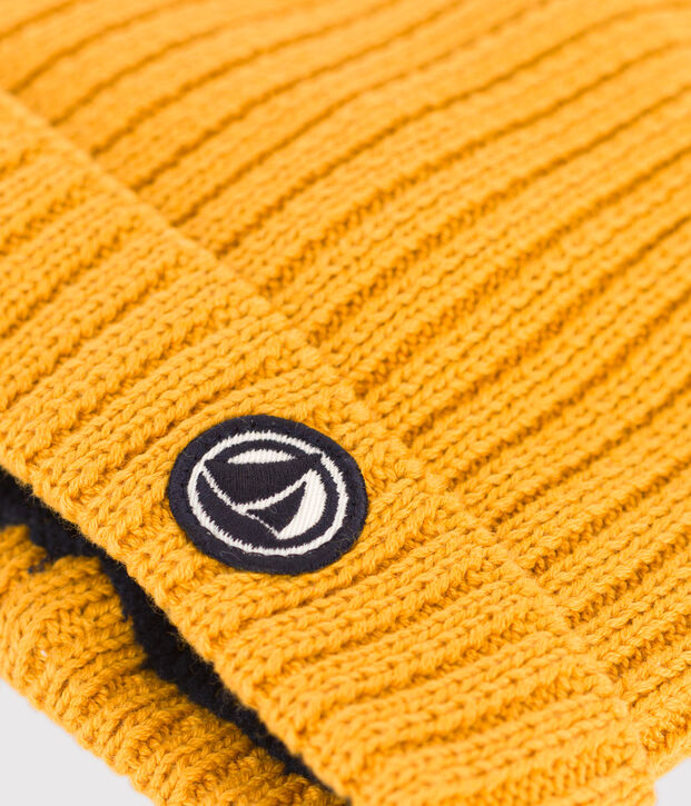 Babies' Knit Hat with Fleece Lining yellow