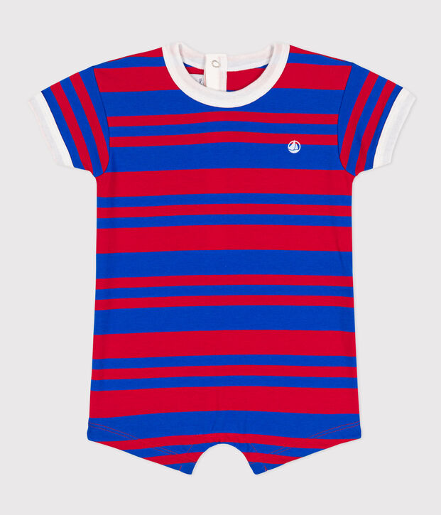 Babies' Striped Jersey Playsuit blue/red