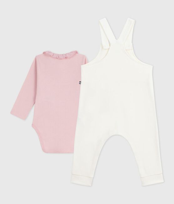 Babies' dungarees in plain cotton with stylish details MILK /JOLI
