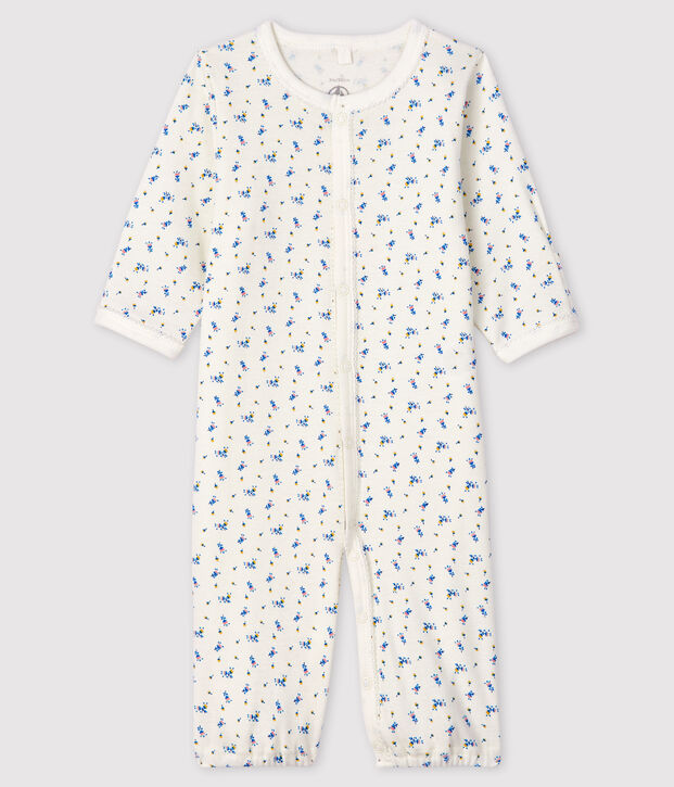 Baby Girls' Floral Print Ribbed Jumpsuit/Sleeping Bag white/multicolor