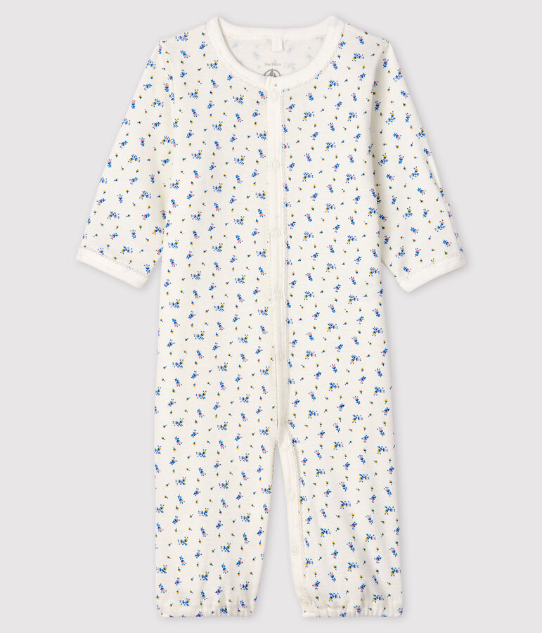 Baby Girls' Floral Print Ribbed Jumpsuit/Sleeping Bag MARSHMALLOW white/MULTICO white