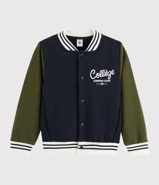 Boys' Baseball Jacket SMOKING blue/MILITARY green