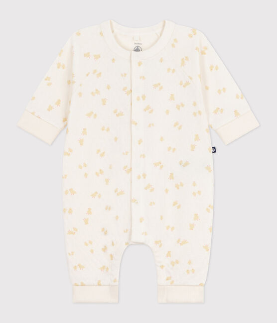 Babies' cotton playsuit with printed chicks MILK /MULTICO