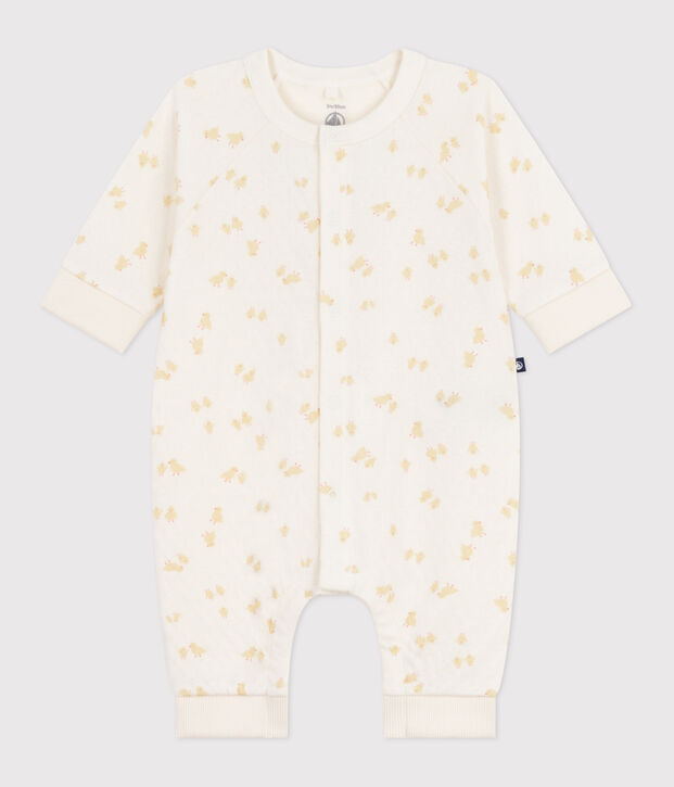 Babies' cotton playsuit with printed chicks Ecru/multicolor