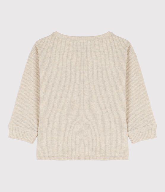 Babies' Long-Sleeved Ribbed T-Shirt MONTELIMAR CHINE beige