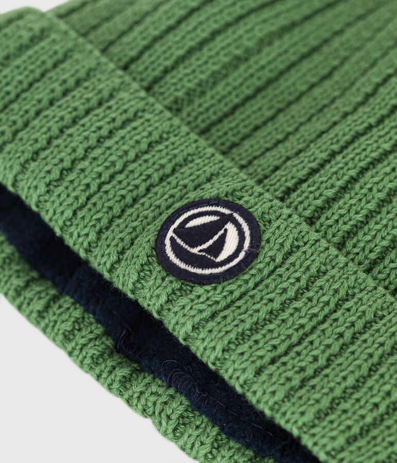 Babies' Knit Hat with Fleece Lining PALMERAIE green