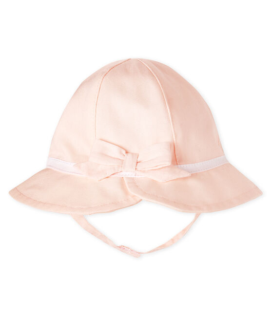 Twill wide-brimmed hat for baby girls FLEUR pink