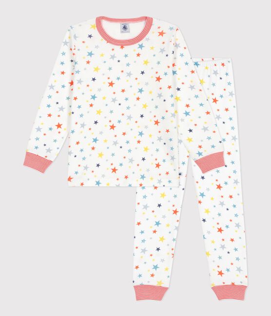 Children's star print cotton pyjamas MARSHMALLOW white/MULTICO white