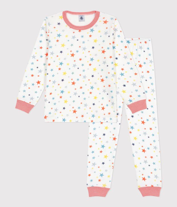 Children's star print cotton pyjamas white/multicolor