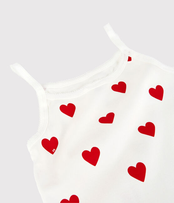 Women's Heart Cotton Strappy Top MARSHMALLOW white/TERKUIT red