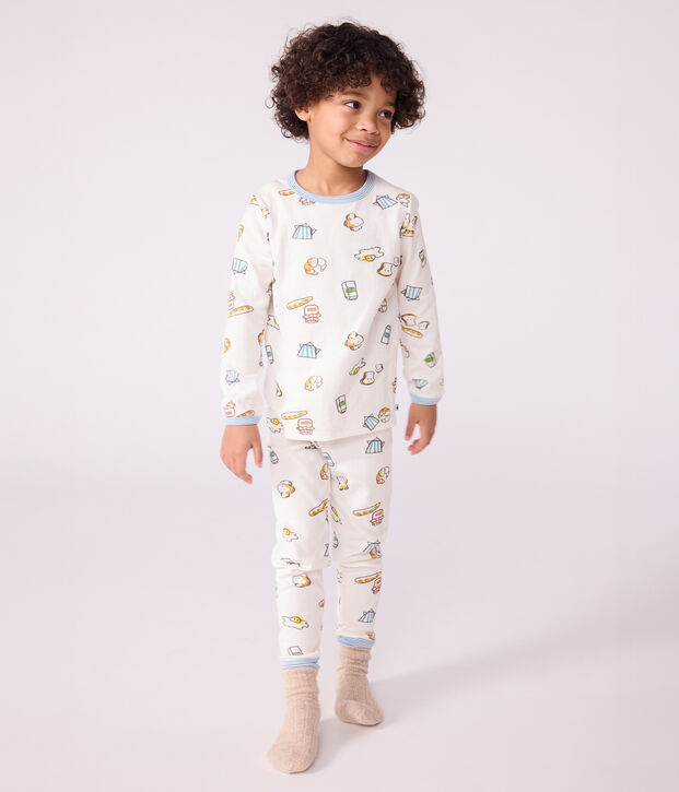 Children's breakfast-print tube knit pyjamas white/multicolor