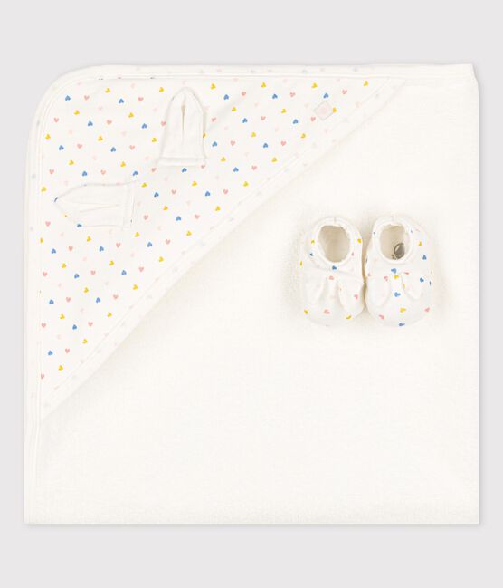 Babies' Organic Cotton Bath Cape MARSHMALLOW white/MULTICO white