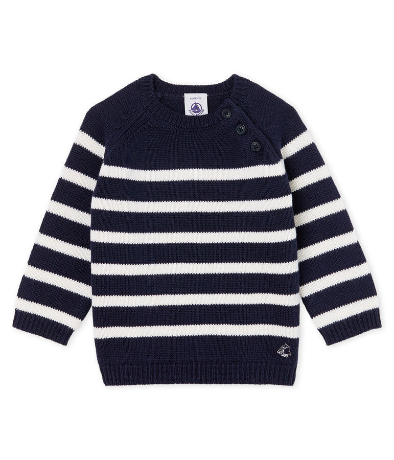 Baby Boys' Striped Wool/Cotton Pullover blue/white