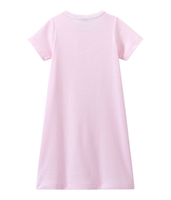 Chemise de nuit fille rayée milleraies BABYLONE pink/ECUME white