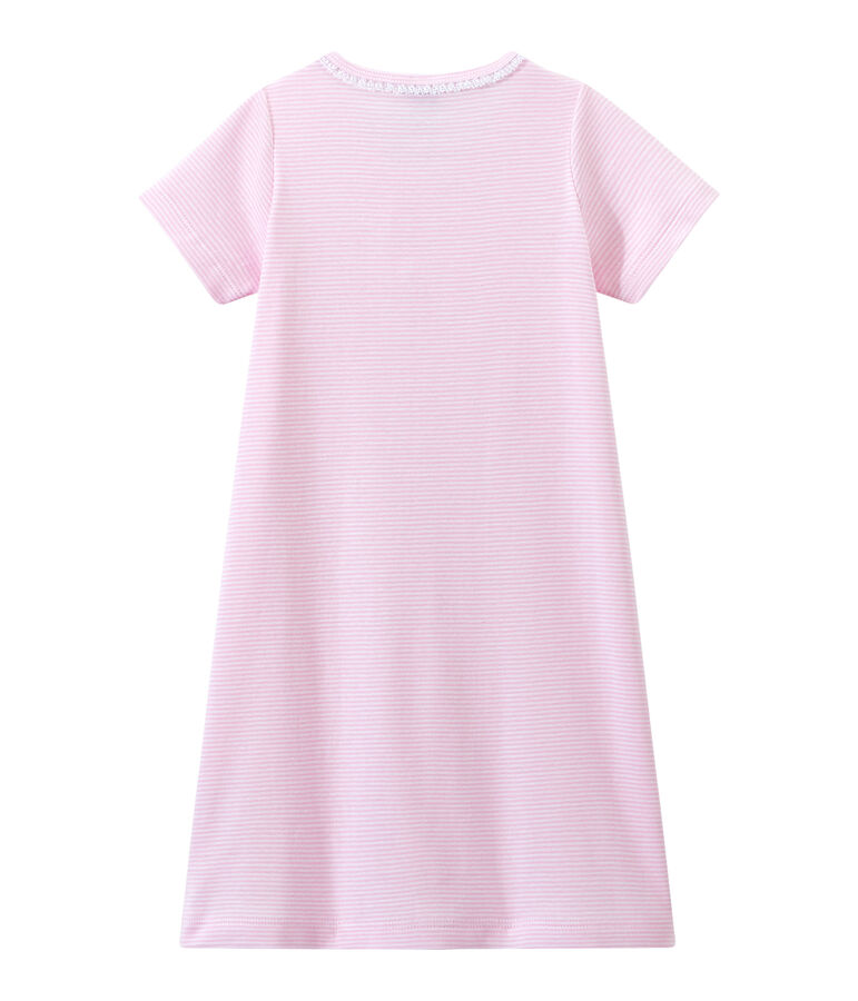 Chemise de nuit fille ray&eacute;e milleraies pink/white