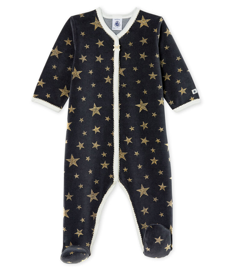 Baby Girls' Velour Sleepsuit CAPECOD grey/OR yellow