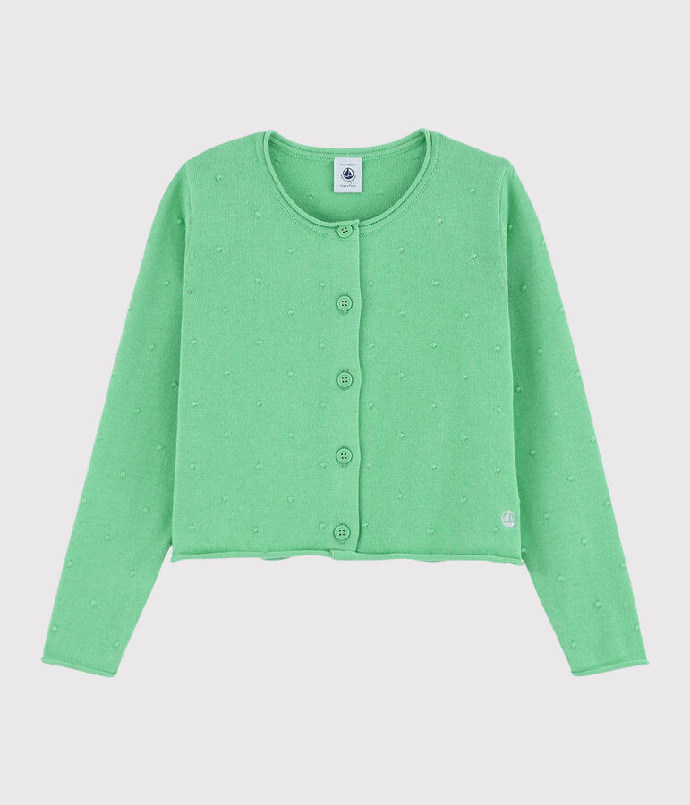Girls' Cotton Knit Cardigan green