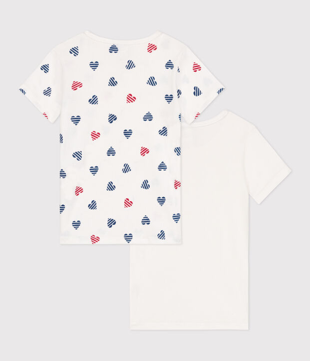 Children's short-sleeved heart pattern cotton T-shirts - 2-pack multicolor