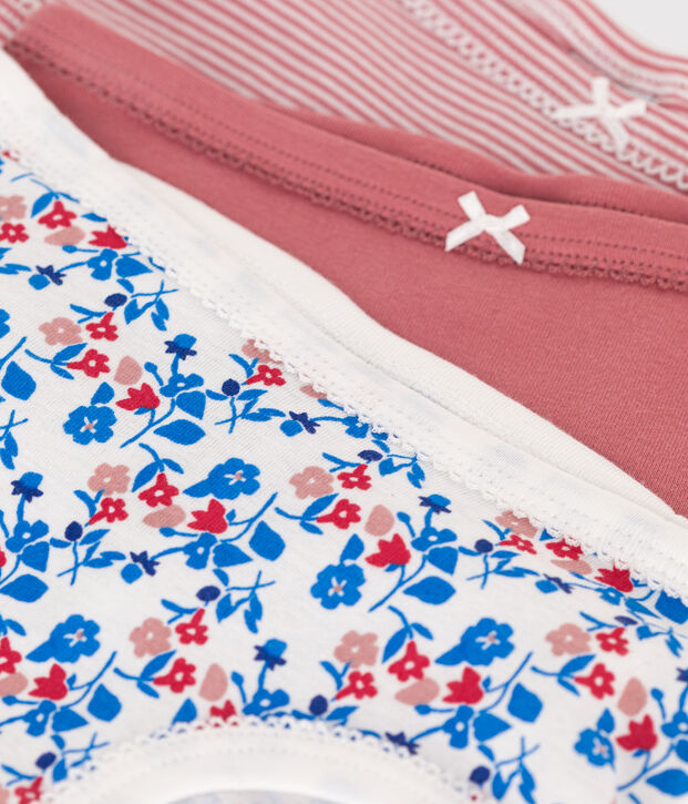 Children's high-waisted floral cotton pants - 3-Pack multicolor