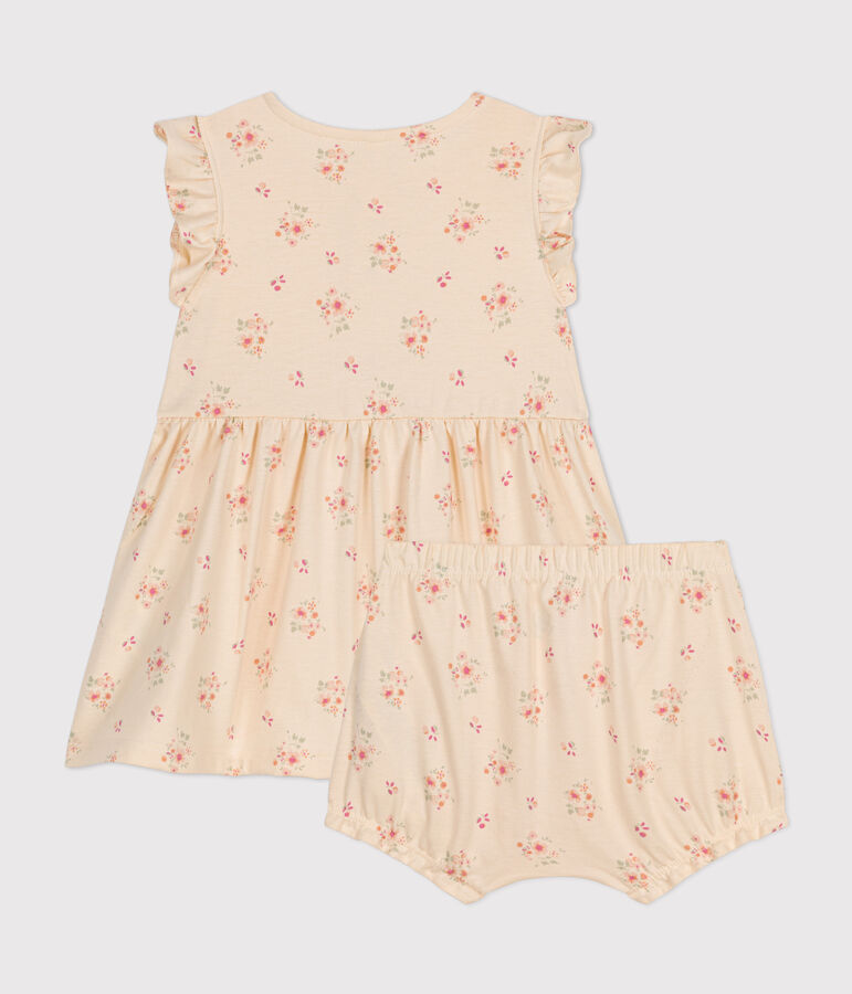 Babies' Lightweight Jersey Dress and Bloomers Ecru/multicolor
