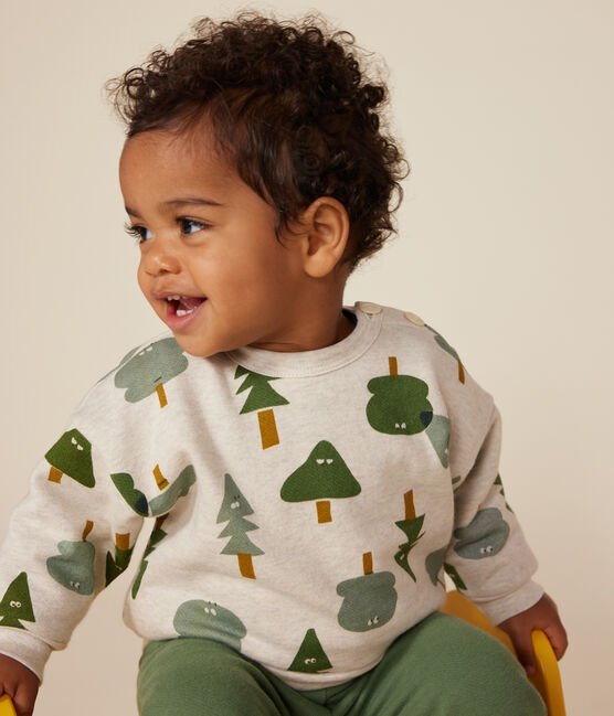 Babies' fleece sweatshirt MONTELIMAR beige/MULTICO white