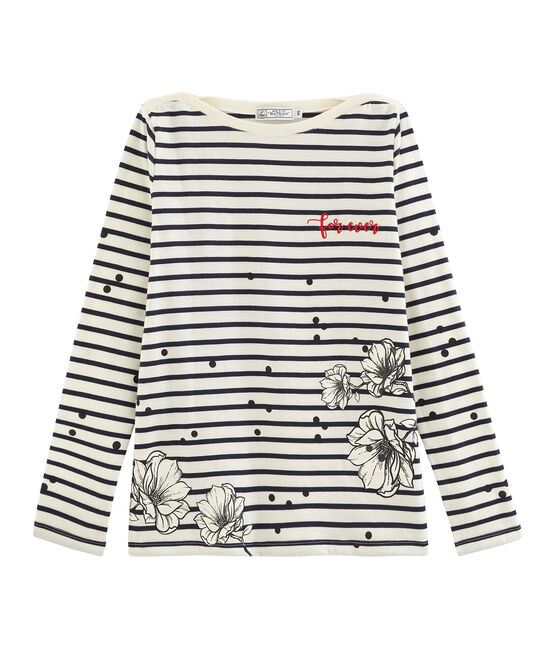 Women's Sailor T-Shirt COQUILLE beige/SMOKING blue