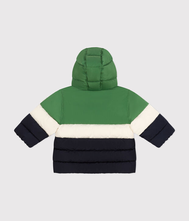 Babies' colourblock hooded puffer jacket green/multicolor