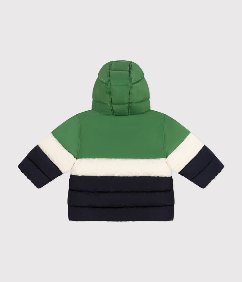 Babies' colourblock hooded puffer jacket green/multicolor
