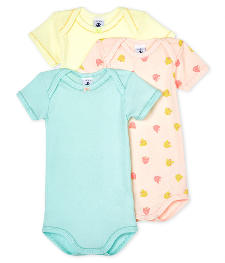 Baby girls' short-sleeved panther bodysuit - Set of 3 multicolor