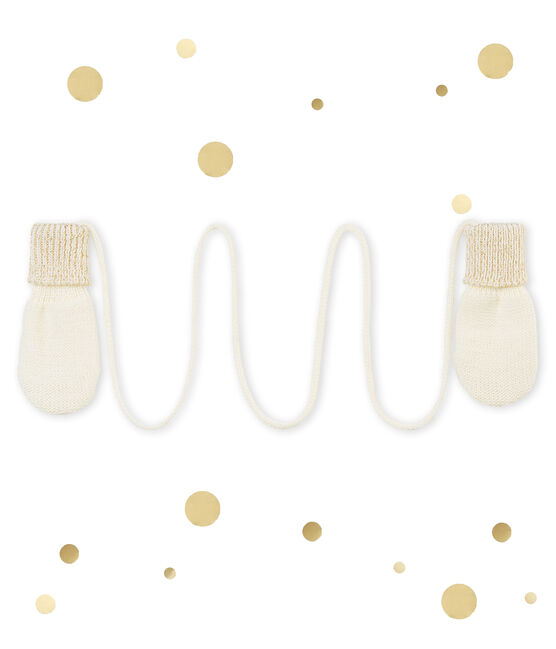 Baby girl's mittens MARSHMALLOW white/DORE yellow