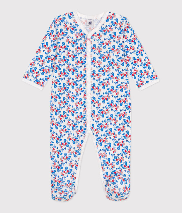 Babies' floral cotton pyjamas white/multicolor