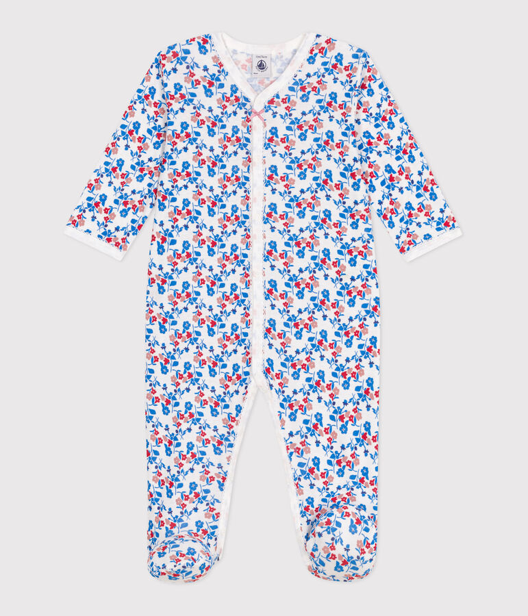 Babies' floral cotton pyjamas white/multicolor